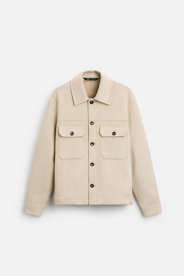 FAUX SUEDE OVERSHIRT - Sand by Zara