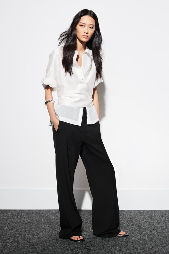ZW COLLECTION HIGH-WAIST WIDE-LEG TROUSERS - Black by Zara - Image 0