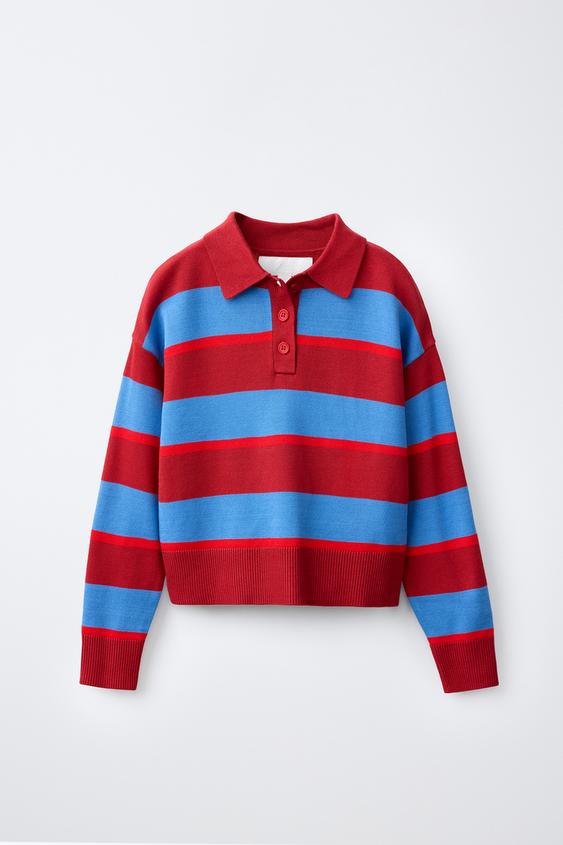 STRIPED POLO KNIT JUMPER - striped by Zara - Image 0