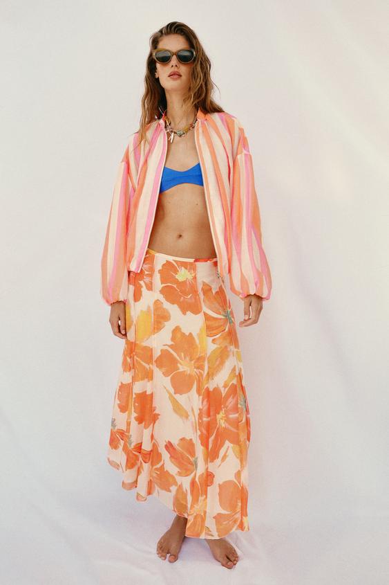 STRIPED BOMBER JACKET - Multicoloured by Zara - Image 0