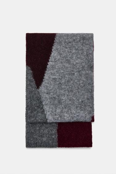 PRINTED KNIT SCARF - Burgundy by Zara