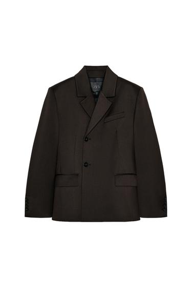 DOUBLE-BREASTED BLAZER ZW COLLECTION - Dark brown by Zara