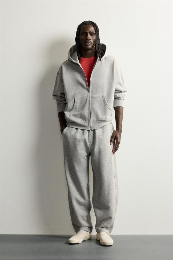 BASIC BOXY FIT HOODIE WITH ZIP - Grey marl by Zara - Image 0