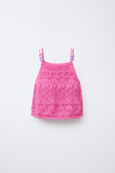 BEADED KNIT TOP - Fuchsia by Zara - Image 0