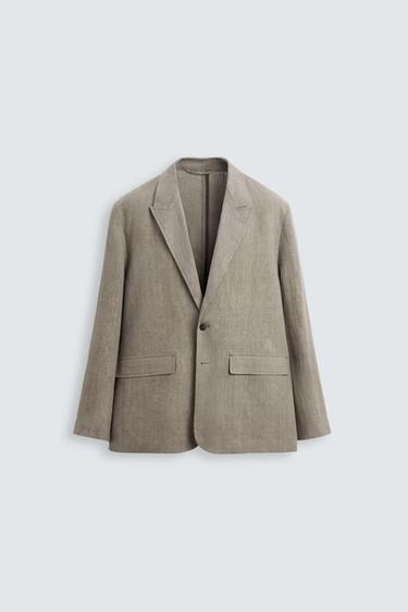 WASHED 100% LINEN SUIT BLAZER - Mink by Zara