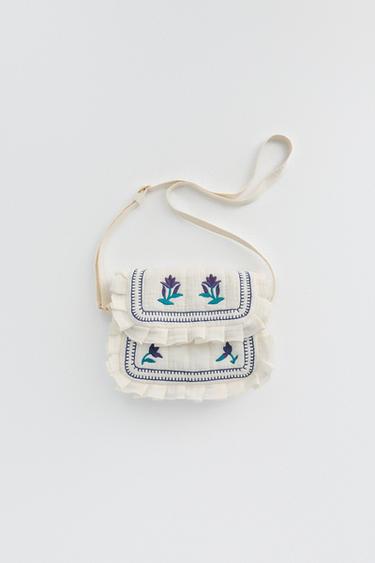 EMBROIDERED CROSSBODY BAG - Ecru White by Zara