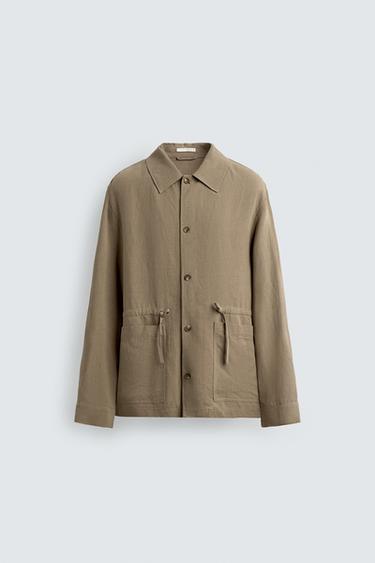 LIGHTWEIGHT VISCOSE/LINEN PARKA - Dark mink by Zara