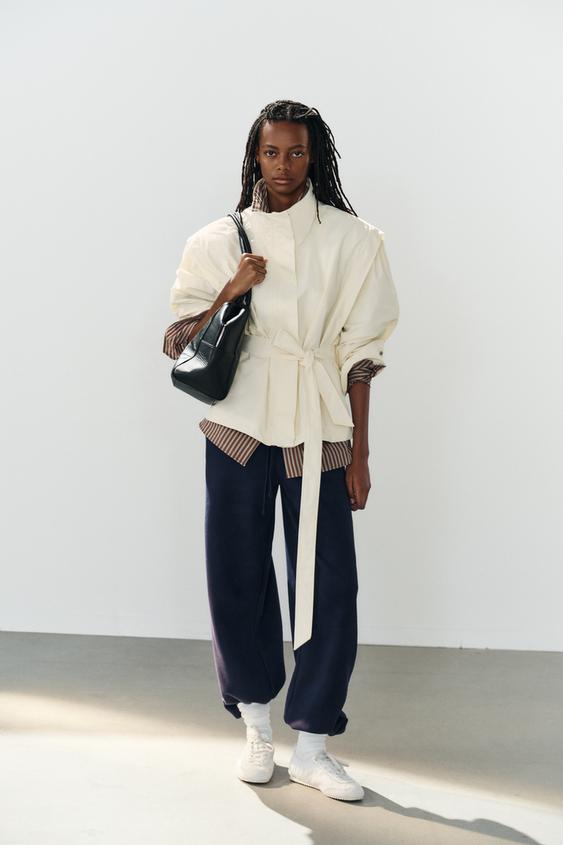 HIGH NECK BELTED JACKET - Vanilla by Zara - Image 0
