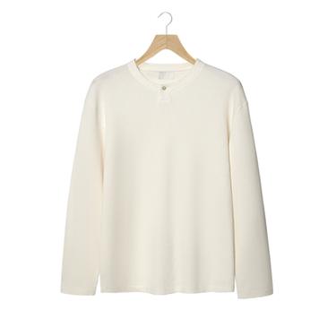 WAFFLE-KNIT HENLEY T-SHIRT - Oyster-white by Zara