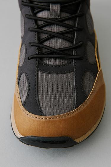 CONTRAST HIGH-TOP SNEAKERS - Brown by Zara