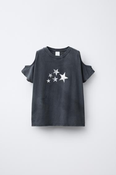 CUT-OUT GLITTER PRINT T-SHIRT - Anthracite grey by Zara