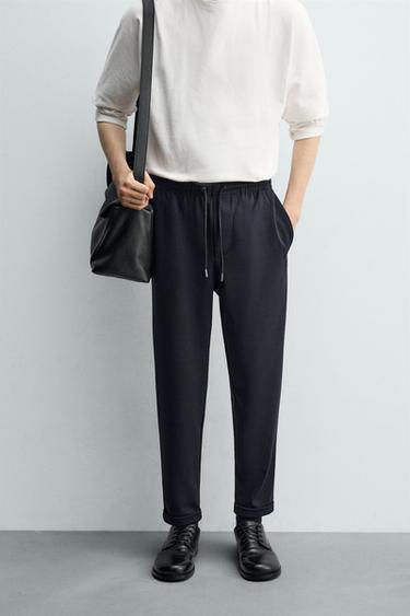 COMFORT NON-IRON JOGGER WAIST TROUSERS - Navy marl by Zara