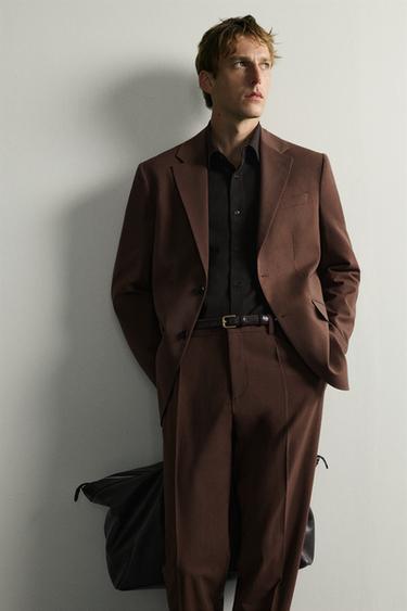 REGULAR FIT SUIT BLAZER - Brown by Zara