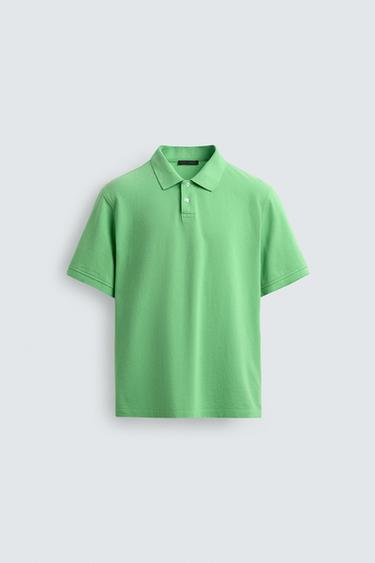 REGULAR FIT PIQUÉ POLO SHIRT - Apple green by Zara