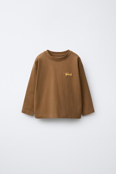 RUBBERISED ANIMAL T-SHIRT - Brown by Zara