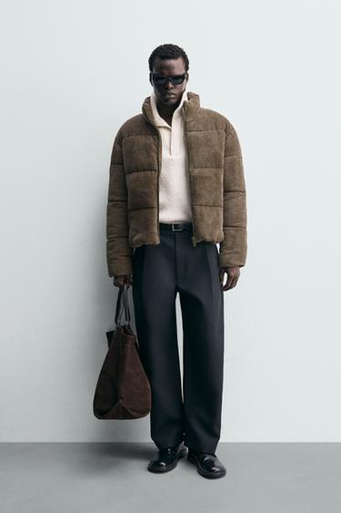 CORDUROY PUFFER JACKET - Brown / Taupe by Zara