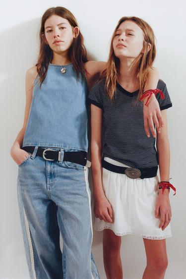 DENIM CROCHET KNIT TOP - Blue by Zara