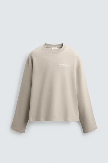 TEXTURED PRINT SWEATSHIRT - Sand by Zara