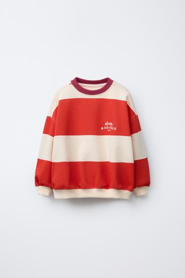 HÔTEL MAGIQUE © X ZARA STRIPED SWEATSHIRT - White / Red by Zara - Image 0