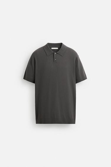 RIB KNIT POLO SHIRT - Anthracite grey by Zara