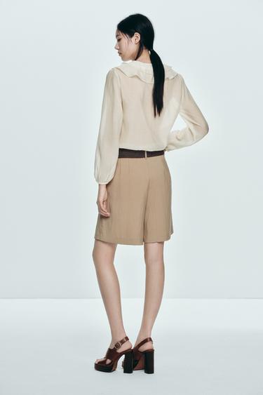 ZW COLLECTION RUFFLED SHIRT - Ecru by Zara