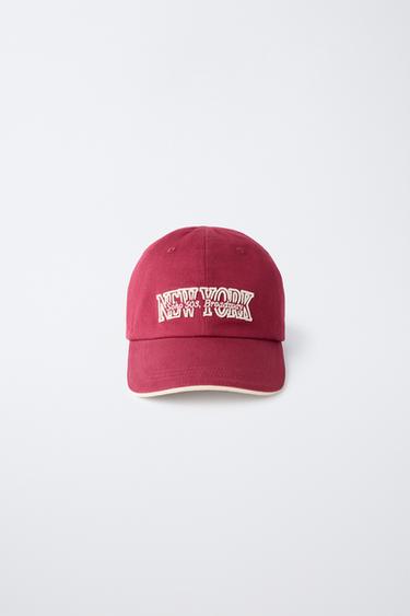 VARSITY CAP WITH EMBROIDERED TEXT - Burgundy by Zara