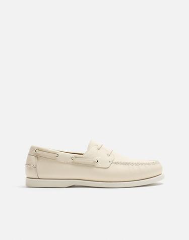 LIMITED EDITION LEATHER DECK SHOES - White by Zara