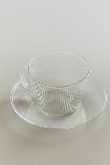 BOROSILICATE GLASS TEACUP AND SAUCER - Transparent by Zara
