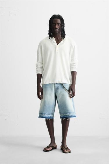 BAGGY FIT DENIM BERMUDA SHORTS - Light blue by Zara - Image 0