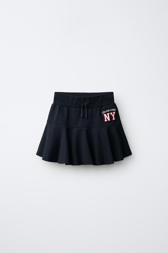 NY EMBROIDERED RUFFLE SKORT - Navy blue by Zara - Image 0