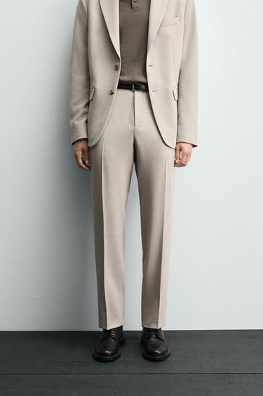 SLIM FIT SUIT TROUSERS - Sand / Marl by Zara