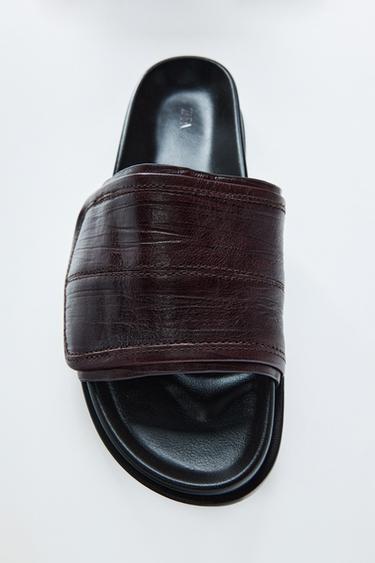 FLAT LEATHER SANDALS - Brown by Zara