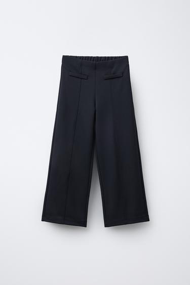 SEAM DETAIL WIDE-LEG TROUSERS - Navy blue by Zara - Image 0