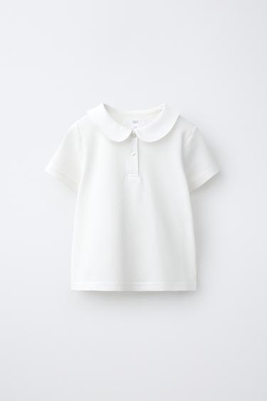 PIQUÉ POLO SHIRT WITH PETER PAN COLLAR - White by Zara