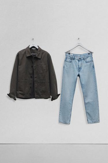 WASHED CANVAS RELAXED FIT OVERSHIRT - Brown / Taupe by Zara