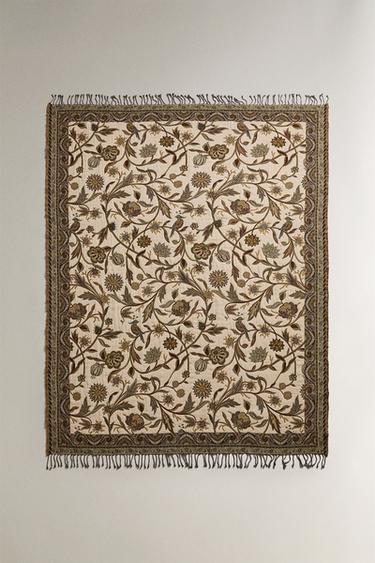 NATURE-THEMED JACQUARD THROW - Green / Blue by Zara - Image 0