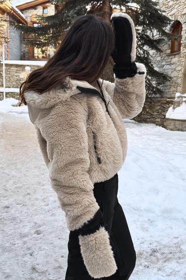 FAUX FUR POLARTEC® MITTENS SKI COLLECTION - Mink by Zara