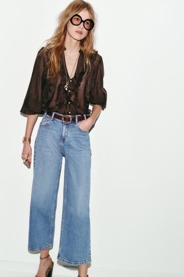 RUFFLED BLOUSE - Brown by Zara