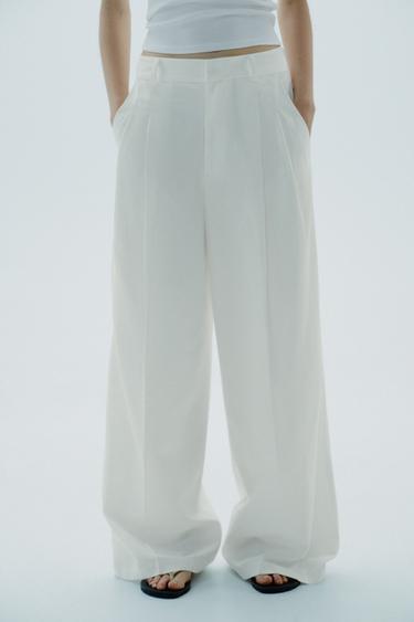 PLEATED TROUSERS - Ecru by Zara