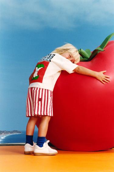 STRIPED PLUSH BERMUDA SHORTS - Red by Zara
