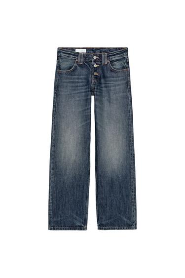 TRF LOW-RISE STRAIGHT-LEG JEANS - Navy blue by Zara