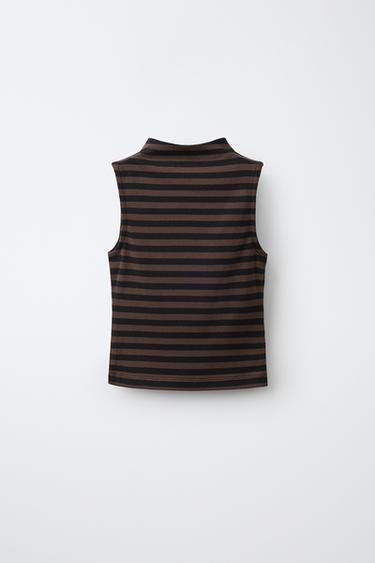 COTTON AND MODAL SLEEVELESS TOP - Stripes by Zara