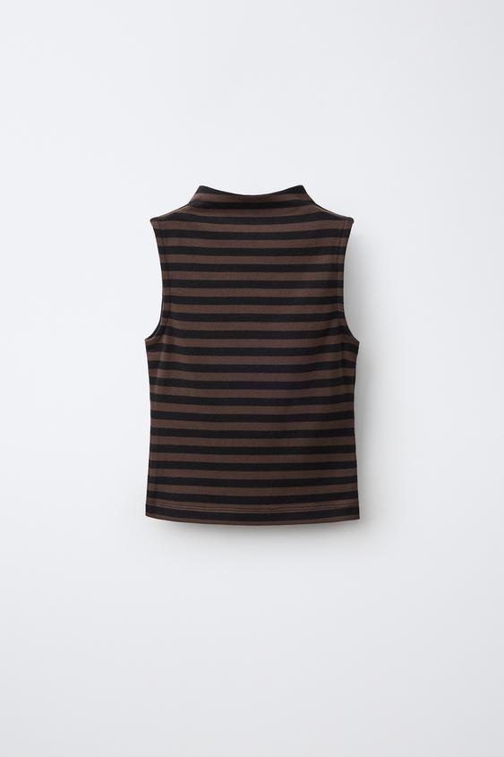 COTTON AND MODAL SLEEVELESS TOP - Stripes by Zara - Image 0