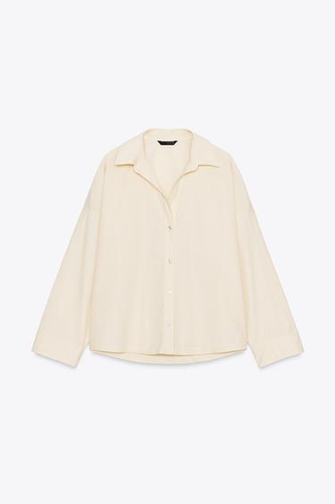 POPLIN SHIRT WITH BUTTONS - Light yellow by Zara