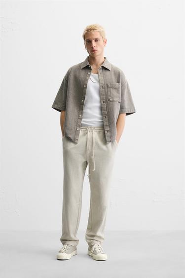 COTTON - LINEN TROUSERS - Sand by Zara - Image 0
