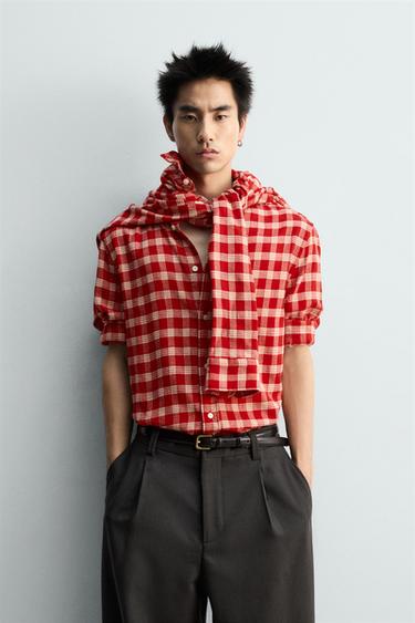 LIMITED EDITION CHECKED SHIRT - White / Red by Zara