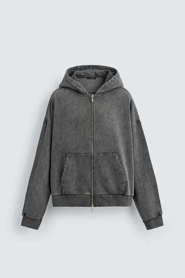 WASHED ZIP HOODIE - Greyish by Zara