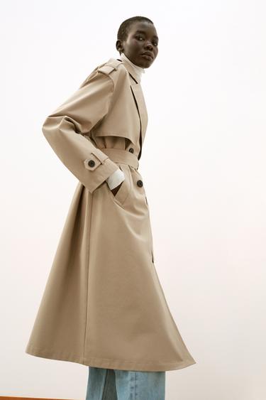 LONG TRENCH COAT WITH BELT - camel by Zara