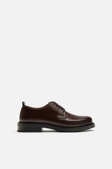 SMART LEATHER SHOES - Burgundy Red by Zara