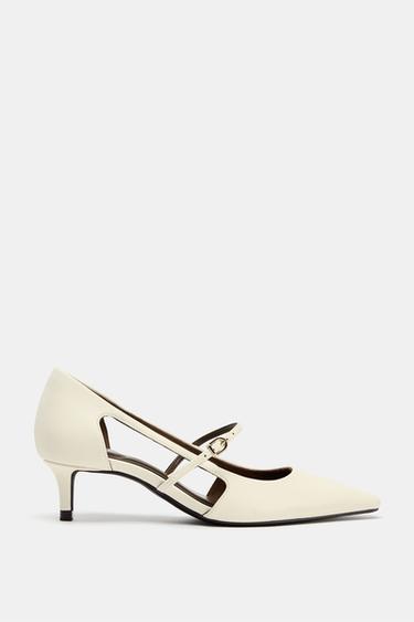 HEELED SHOES WITH SIDE CUT-OUTS - White by Zara